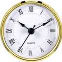 Hicarer Round Clock Insert 3-1/8 Inch (80 mm) Quartz Movement Roman Numeral Gold Trim (Gold Trim)