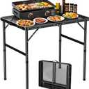Anbte 3ft Folding Camping Grill Table Max 27.5", 2 Adjustable Height, Black, 35"L x 21.6"W x 27.5"H