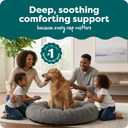 FurHaven 45" Calming Donut Dog Bed for Large Dogs, Round Plush Donut Design with Soft Filling for Snuggling Comfort, Removable Washable Cover, Jumbo XL, Shaggy Faux Fur, Gray