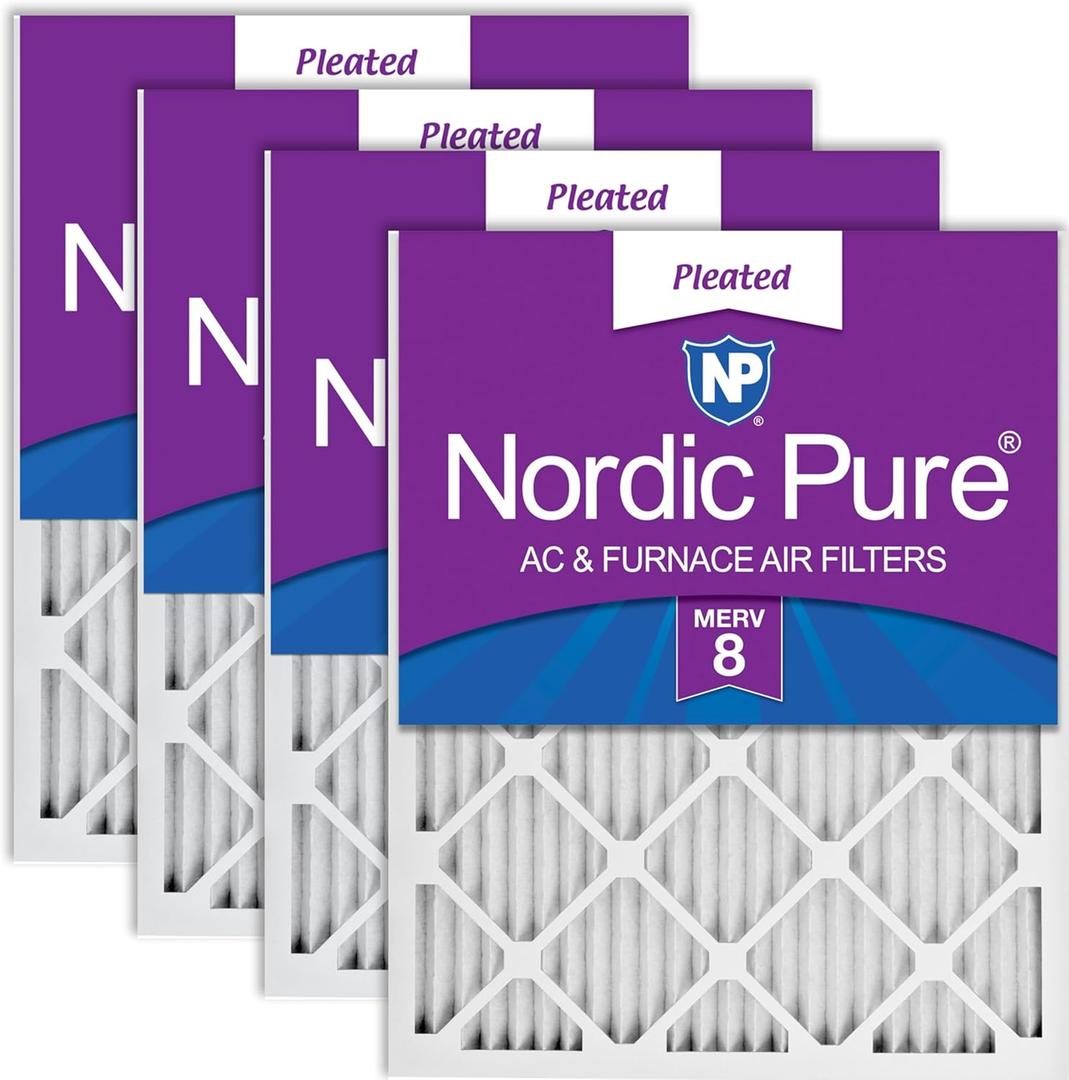 Nordic Pure 16x20x1 (Actual Size: 15 1/2 x 19 1/2 x 3/4) Pleated MERV 8 Air Filters 4 Pack