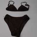 SUUKSESS Women Triangle High Cut Bikini Sets Sexy High Waisted 2 Piece Swimsuit (Small, 57 Dark Brown)