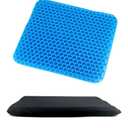 QWORK Gel Seat Cushion, Gel Cushion, Cool & Breathable & Non-Slip for Car, Office, Home, Wheelchair (Blue, 40 x 35 x 3.2 cm)