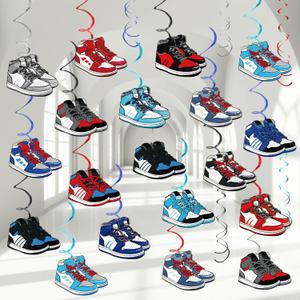 60PCS Sneaker Birthday Party Hanging Swirls for Sports Themed Party Decoration Basketball Sneaker Tennis Shoe Birthday Party Ceiling Streamers for Kids Birthday Baby Shower Party Supplies