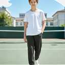 PATPAT Boys Sweatpants Joggers Lightweight Athletic Pants Green 9-10Y (Black)