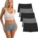 R RUXIA Women's Boyshort Panties Seamless Nylon Underwear Stretch Boxer Briefs 5 Pack (B004)