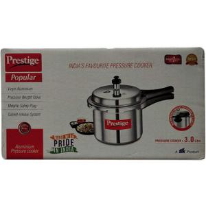 Prestige Popular Aluminium Outer Lid Pressure Cooker, 3 Litres, Silver