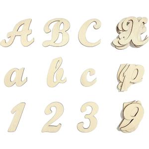 2 Inch 458 Pcs Wooden Cursive Letters Numbers Crafts Unfinished Wood Alphabet Letters ABCs Numbers 0-9 with Extras for Wall Decor