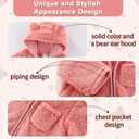 Newborn Baby Bear Outfit With Fold-Over Mittens and Footies Girls Boys Winter Fleece Clothes Hooded Romper Snowsuit (3-6 Months, Pink)