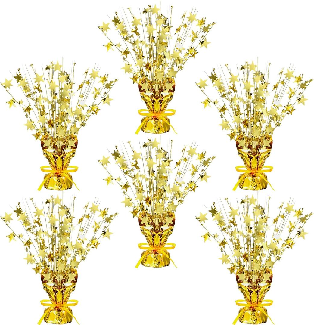 Crowye 6 Pcs Metallic Foil Spray Centerpiece Party Star Table Decoration Table Decor for Birthday Party Season Holiday(Gold,Medium Star)