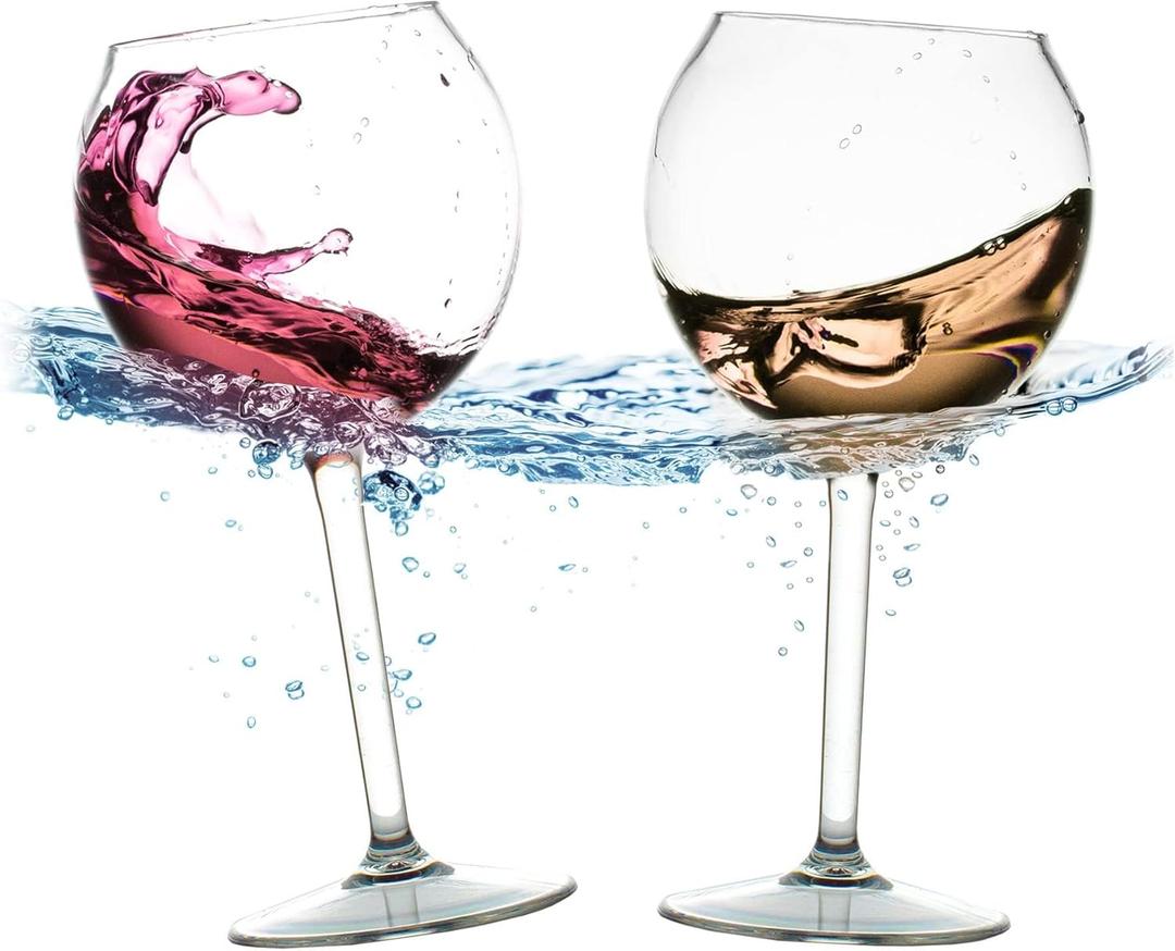 Floating Wine Glasses for Pool (18 Oz | Set of 2) - Pool Wine Glasses That Float | Shatterproof Floating Cup | Beach Glass | Outdoor Tritan Plastic with Stem