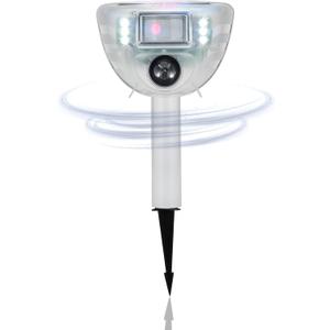 DigiMax Smart Ultrasonic Animal Repellent with Bluetooth, Adjustable Frequency, Infrared Motion Sensor, LED Flash, Waterproof, Outdoor Garden, Farm, Yard, Perfect for Rodent, Deer, Rabbits, Birds