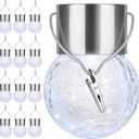 12Pack Outdoor Hanging Solar Lights - Solar Powered Crackle Glass Ball Lights Waterproof Tree Hanging Outdoor Globe Lights with Hook for Garden Balcony Patio Christmas Party Decoration, Daylight White