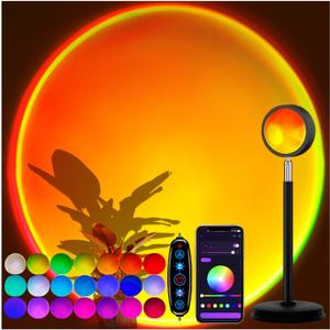 Sunset Lamp Projector with APP Control - 21 Color Changing LED Sunset Light, 180 Adjustable for Photography, Bedroom Decor, Party, Wedding, Mood Lighting