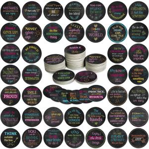 200 Pcs Positive Affirmation Chips, 50 Motivational Cards Sayings Kindness Inspirational Affirmation Coins Double Sides Printed Encouragement Tokens for Classroom, Office Gifts Supplies(Vivid Style)