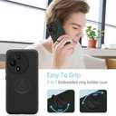 Case for TCL 60 SE 60SE Phone Case with Tempered Glass Screen Protector, 360 Rotatable Ring Holder Kickstand/ Stand Silicone TPU Shockproof Protective Cover Case for TCL 60SE 60 SE 2025 - Black