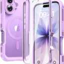 Diaclara Magnetic Designed for 17 Case Full Body Bumper,[Compatible with MagSafe] Military Drop Proof Cover with Built-in Touch Sensitive Anti-Scratch Screen Protector Purple
