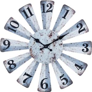 Farmhouse Wall Clock Large Wooden Windmill Distressed Wall Clocks Rustic 16 Inch Windmill Wall Decor