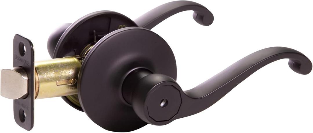 Design House Scroll Door Knob - Privacy Door Lever, 2-Way Latch for Interior Doors - Door Handle, Door Hardware & Locks, Door Levers - Oil Rubbed Bronze - 791632