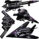ArtCreativity Diecast Stealth Bomber Toy Jets with Pullback Mechanism, Set of 4 B-2 Spirit Bombers, Diecast Metal Jet Plane Airplane Toys, B2 Bomber Model, Military Cake Decorations, Aviation Party