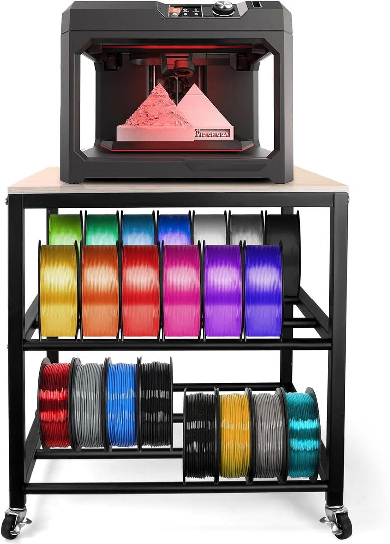 3D Printer Desk Table with Storage, Rolling Wheels Sturdy, Spacious Design for 3D Printers, Easy to Move for Home & Office Use, 24 inches x 24 inches x 24 inches