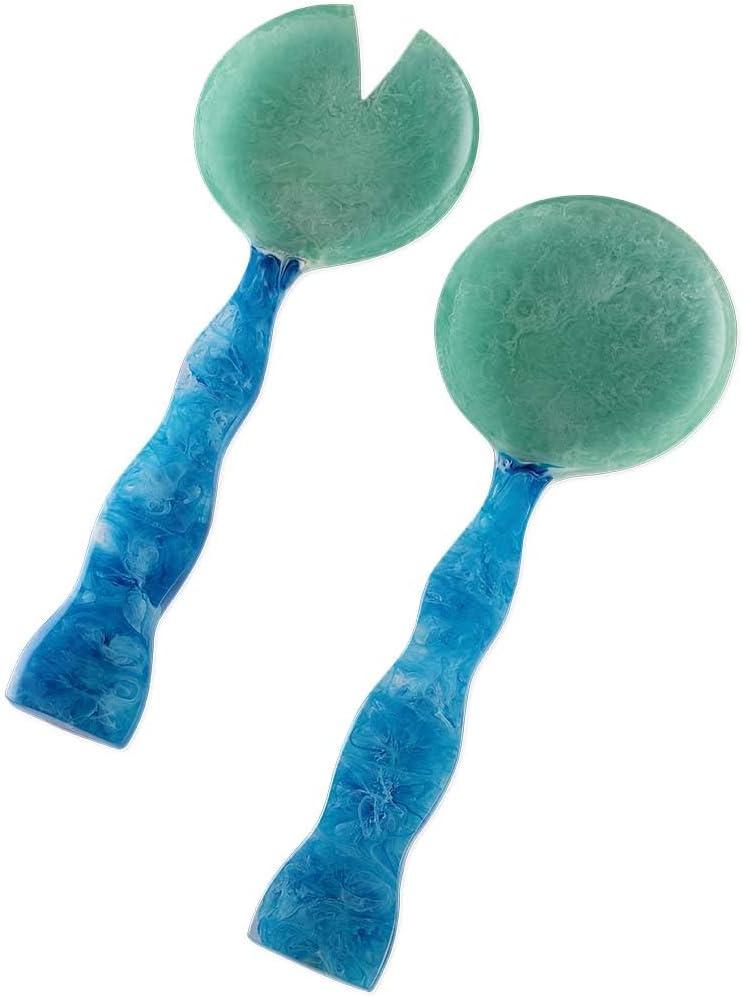 Folkulture Salad Servers or Salad Tongs | Set of 2 (12") Serving Spoons in Kitchen Essentials or Salad Hands Set | Resin Salad Tongs for Serving | Christmas Gifts for Women Unique (Aqua Teal)