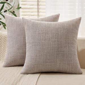 Burlap Linen Throw Pillow Covers 20x20 Inch Set of 2 Khaki Decorative Pillows Modern Farmhouse Pillowcases Soft Accent Cushion Covers for Outdoor Couch Sofa Bedroom Livingroom Home Decor