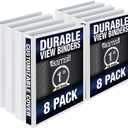 Samsill 8 Pack Durable 1 Inch 3 Ring Binders, Round Ring, Clear View Cover for Presentations, White