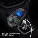 Nulaxy Bluetooth Car FM Transmitter Audio Adapter Receiver Wireless Handsfree Voltmeter Car Kit TF Card AUX 1.44 Display - KM18 Black Matte