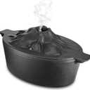 Upgraded Wood Stove Steamer with Handle, Wood Stove Humidifier, 3 Quart Large Capacity Woodstove Steamer, Cast Iron Humidifier for Wood Stove, Fireplace Steamers Pot Rust Resistant (Black)