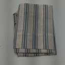 jinchan Striped Linen Kitchen Tier Curtain Farmhouse Cafe 30 Inch Small Window Balanced Stripe Half Window Curtains for Living Room Bathroom Laundry 2 Panels Blue on Beige