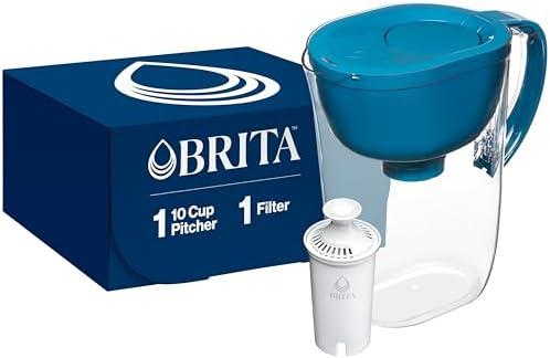 Brita Large Water Filter Pitcher for Tap and Drinking Water with SmartLight Change Indicator, Includes 1 Standard Filter, BPA-Free, Lasts 2 Months, 10-Cup Capacity, Teal