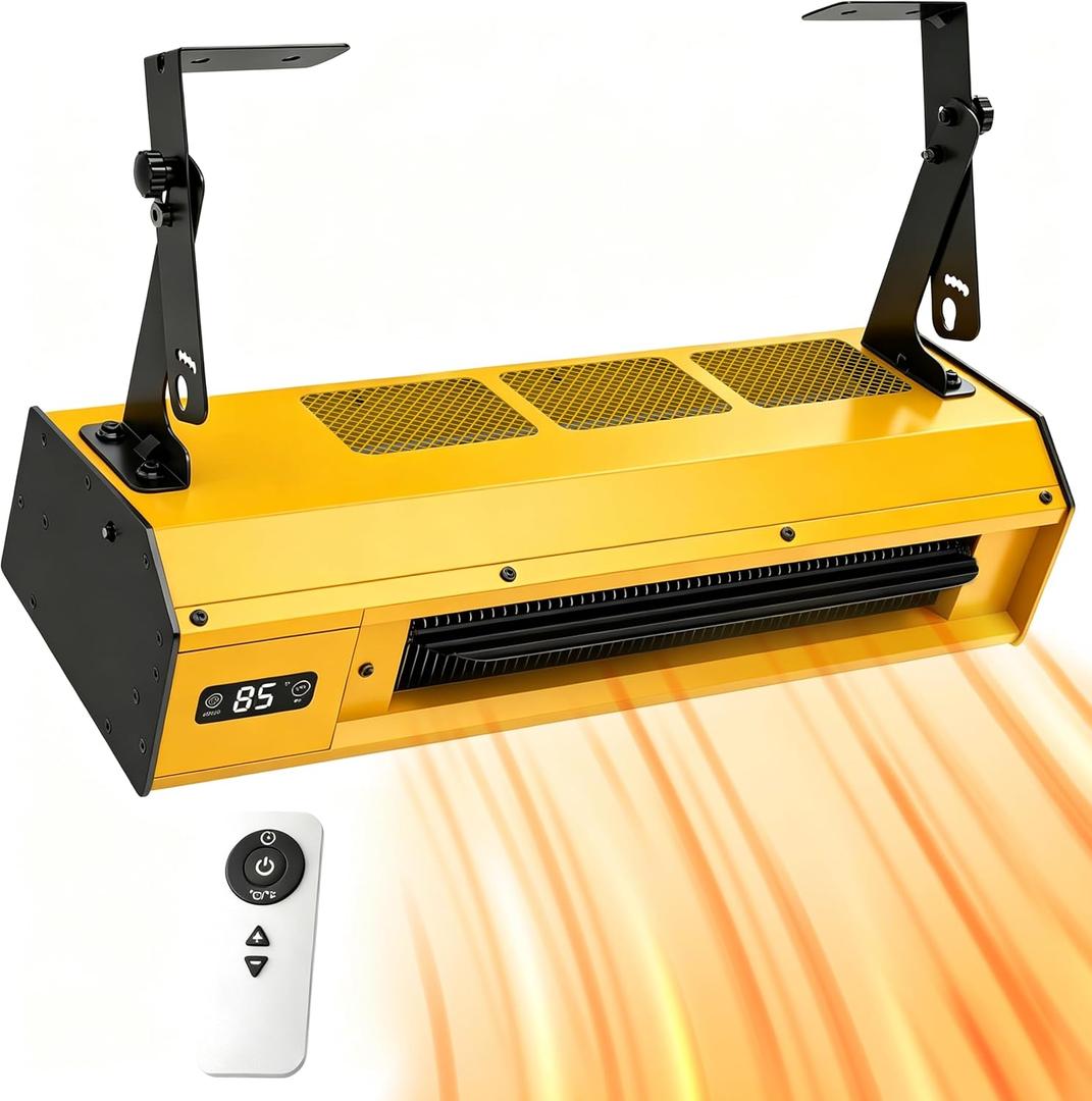4000W Electric Garage Heater, 240V Graphene Heat, Hardwired, Yellow