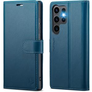 FLIPALM Wallet Case for Samsung Galaxy S23 Ultra, RFID Blocking Credit Card Holder, PU Leather Folio Flip Kickstand Protective Shockproof Cover for Samsung S23 Ultra (Blue)