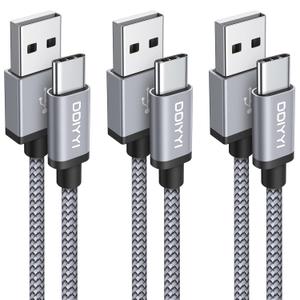USB C Cable 10 ft/3m, 3Pack Long USB A to USB C Cable 10ft Fast Charging Cord Braided for iPhone 17 Air 17 Pro Max, 16e iPhone 16 15 Pro Max Plus, Samsung S25 S24 S23, USBC Charger Cable 10 ft (Grey)