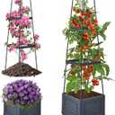 Raised Garden Bed, Tomato Cages for Garden, Tomato Cage, Raised Garden Beds Outdoor, Planter Box with Trellis, 44.8" Self-Watering Tomato Planter for Climbing Plants Vegetables Flowers(With Wheels), 44.88 inch, Pack of 1