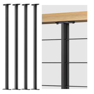 4Pack 36inch Cable Railing Post Stainless Steel Pre-drilled Intermediate Post/Studdle Pickets for 1/8" Deck Cable Railing, Level Cable Railing Fittings,Black