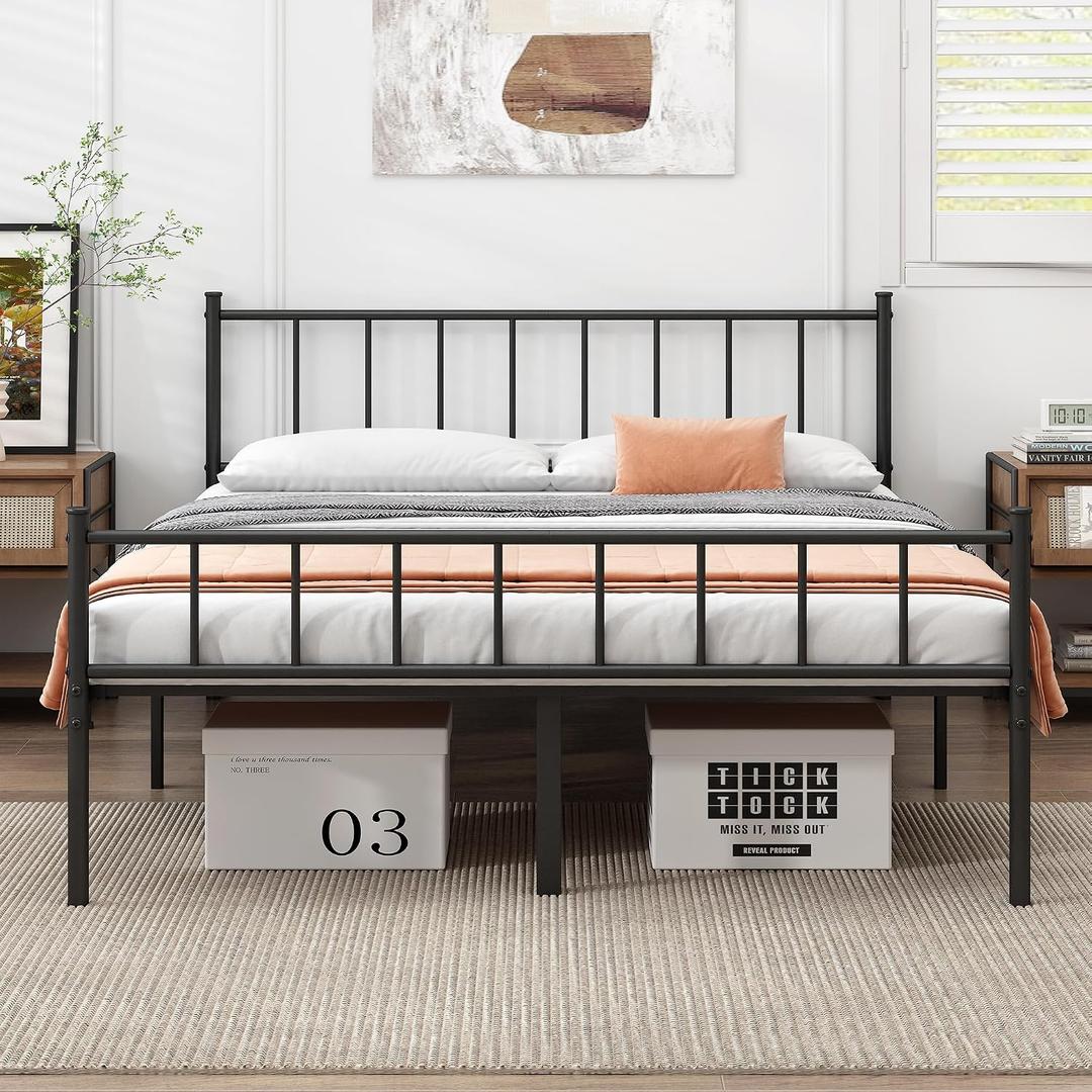 DIIYIV Full Bed Frame-Classic Metal Platform Bed Frame,Mattress Foundation with Steel Slat Support,Under Foundation Storage,No Box Spring Needed, Easy Assembly, Full Size