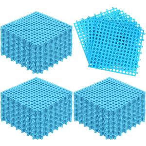 50 Pcs Modular Interlocking Floor Mats Drainage Tiles Pool Floor Mat 11.8'' x 11.8'', Non Slip TPE Soft for Outdoor Shower Greenhouse Bathroom Pool(Sky Blue)