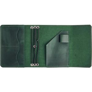 Genuine Leather A6 Journal Cover – Refillable Handmade Notebook Cover with 3 Elastic Bands, Pen Loop & Card Pockets – Travel Diary Case Fits A6 4.1" x 5.8" Notebooks (Paper Not Included), Green