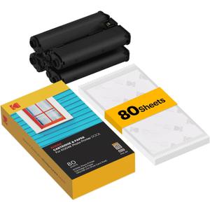 KODAK Dock Plus & Dock Photo Printer Cartridge PHC-80 Cartridge Refill & Photo Paper- 80 Pack