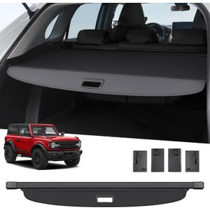 ZZEQYG Cargo Cover for 2021 2022 2023 2024 2025 Ford Bronco Accessories Retractable Cargo Cover Trunk Cover All Weather Shielding Shade Cargo Luggage Cover(Not for 2 Door and Bronco Sport)