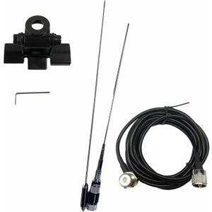 10 Meter Radio Antenna 28.8MHZ with Lip Mount Fixed Bracket Car Radio, Two Way Radio Antenna PL259 Male to SO239 Female Extension W/16.5ft RG58 Pure Copper Coaxial Cable