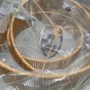 16" Boho Rattan Woven Semi Flush Ceiling Light Fixture, 16-inch Three-Tier Vertical Stripes