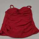 RELLECIGA Women's Ruched Tankini Top (Red) S