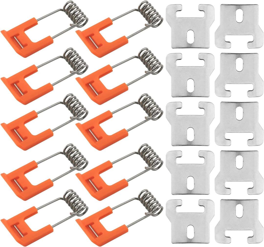 10pcs Downlight Panel Lamp Spring Clip Light Emitting Diode Recessed Lighting Accessories (T-Shaped Iron Piece 25x22mm + Orange Spring Hook 45x19mm)