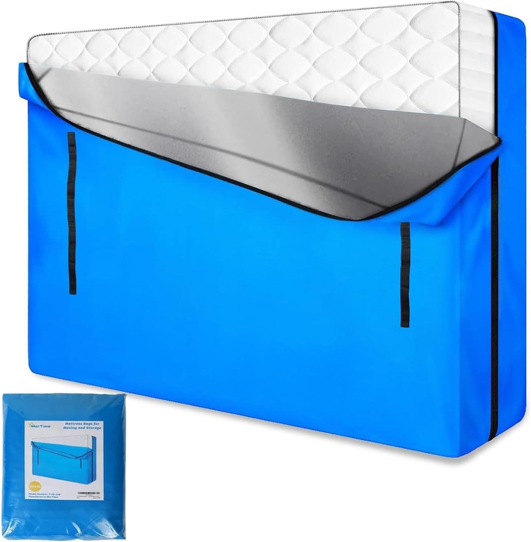 MorTime Mattress Bags for Moving and Storage, Zippered Mattress Storage Bag with 8 Strong Carrying Handles, Reusable Mattress Protector Cover Moving Supplies (Queen)