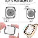 KADES Compatible for Apple Watch Series 10 46mm/42mm Series 9 8 7 45mm/41mm Series 6 5 4 SE 44mm/40mm Series 3 2 1 42mm/38mm, Sparkling Bling Diamond Band with Full Diamonds Case (Silver with Black Pearl Shell)