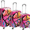 Rockland Vision Hardside Spinner Wheel Luggage, Pink, Multicolor, 3-Piece Set (20/24/28)