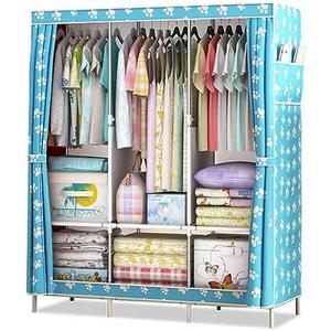 Portable Closets Portable Closet Wardrobe Closet for Hanging Clothes with 6 Shelves, 3 Hanging Rail and 2 Side Pockets Clothes Storage Organizer for Bedroom(Painted Butterfly)