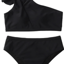 Girls Bathing Suit Size 10-12 Years Old Black UPF50+ 2-Piece Ruffle Swimsuit Sets for Pool